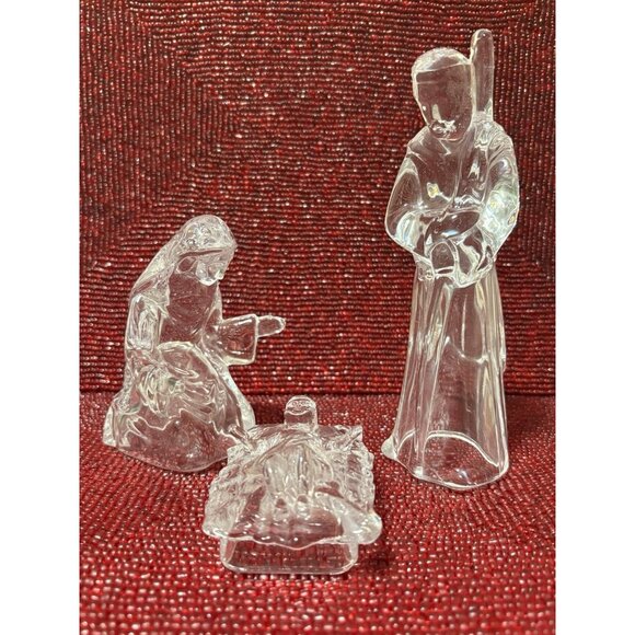 Cristal D'Arques Nativity Scene 5 pc Figurines Christmas France 24% Lead Crystal - Picture 2 of 9
